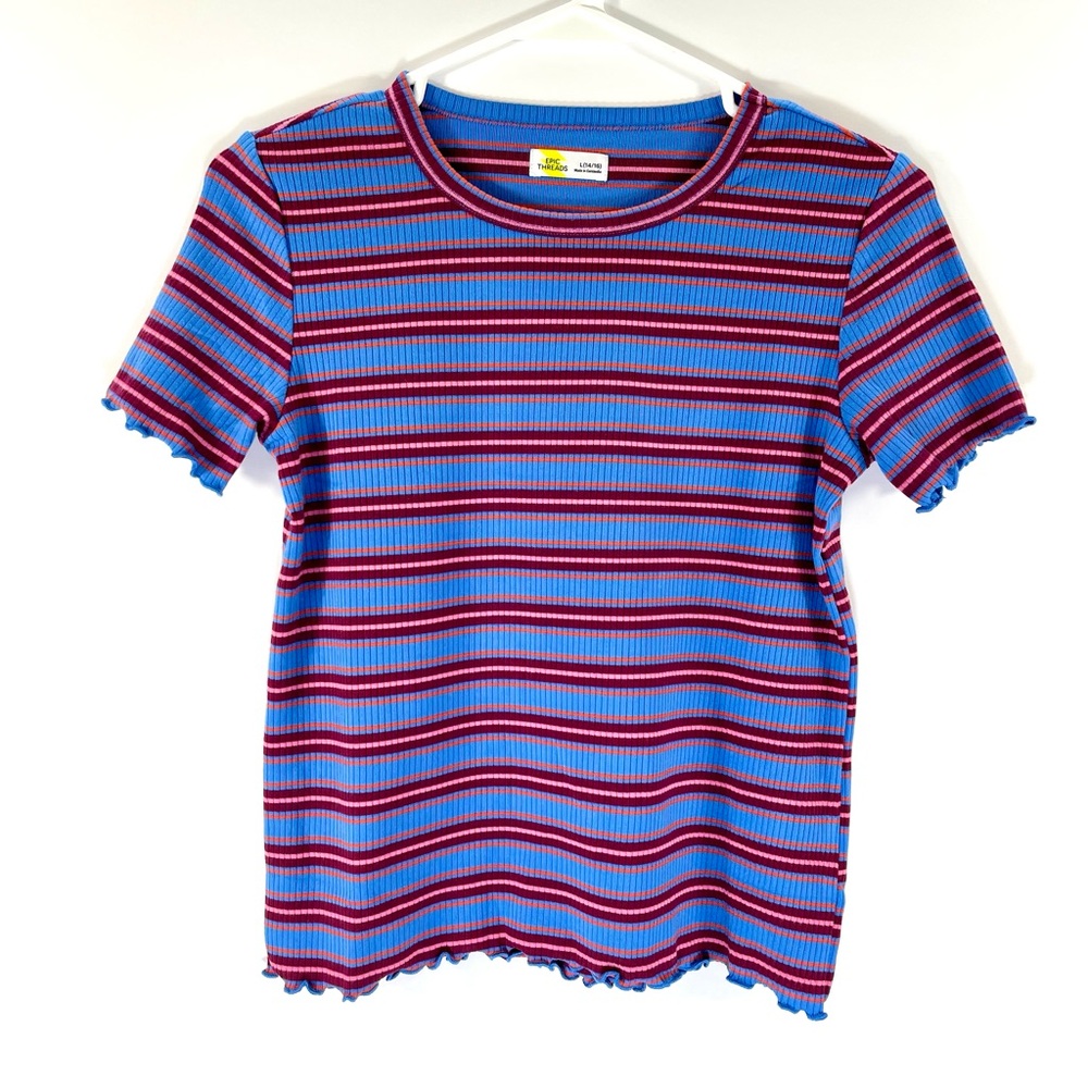 Epic Threads Striped Kids T-Shirt - Blue and Red